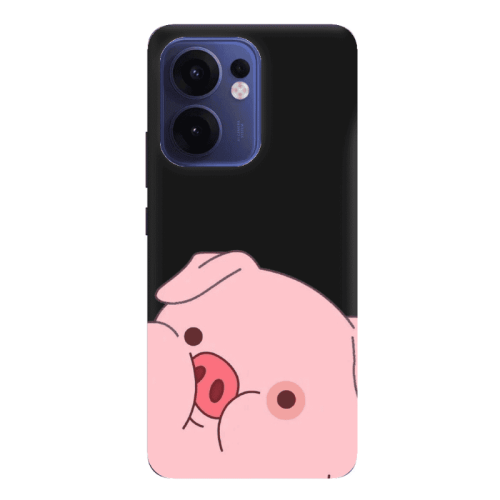 Oppo Reno 13 F Piggy 2 Black Colored Silicone TPU Θήκη